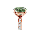 Rose gold Fancy Green Round  Diamond Pavé Band with Six-Prong Setting_20