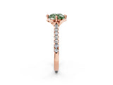 Rose gold Fancy Green Round  Diamond Pave Band with Floral Prong Setting_29