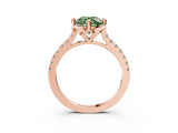 Rose gold Fancy Green Round  Diamond Pave Band with Floral Prong Setting_30