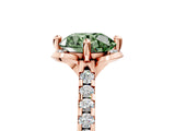 Rose gold Fancy Green Round  Diamond Pave Band with Floral Prong Setting_32