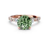 Rose gold Fancy Green Round  Diamond Prong Set Engagement Ring with Pave Band_187