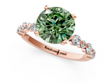 Rose gold Fancy Green Round  Diamond Prong Set Engagement Ring with Pave Band_188