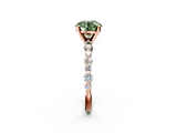 Rose gold Fancy Green Round  Diamond Prong Set Engagement Ring with Pave Band_189