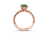Rose gold Fancy Green Round  Diamond Prong Set Engagement Ring with Pave Band_190