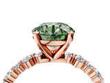 Rose gold Fancy Green Round  Diamond Prong Set Engagement Ring with Pave Band_191