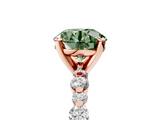 Rose gold Fancy Green Round  Diamond Prong Set Engagement Ring with Pave Band_192