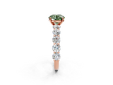 Rose gold Fancy Green Round  Diamond Prong Setting with Side Stones on a Pave Band_95