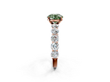 Rose gold Fancy Green Round  Diamond Prong Setting with Side Stones on a Pave Band_96
