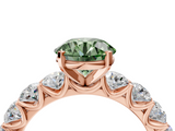 Rose gold Fancy Green Round  Diamond Prong Setting with Side Stones on a Pave Band_98