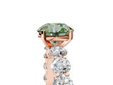 Rose gold Fancy Green Round  Diamond Prong Setting with Side Stones on a Pave Band_99