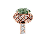 Rose gold Fancy Green Round  Diamond Solitaire Ring with Shared Prong Pavé Band_129