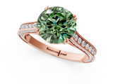 Rose gold Fancy Green Round  Diamond Solitaire with Pave Band and Six-Prong Setting_21