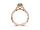 Rose gold Fancy Green Round  Diamond Solitaire with Pave Band and Six-Prong Setting_23