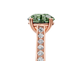Rose gold Fancy Green Round  Diamond Solitaire with Pave Band and Six-Prong Setting_25