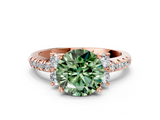 Rose gold Fancy Green Round  Diamond Three-Stone Pave Band with Four-Prong Setting_20