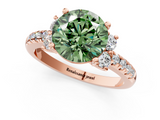 Rose gold Fancy Green Round  Diamond Three-Stone Pave Band with Four-Prong Setting_21