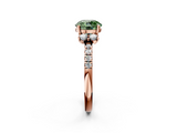 Rose gold Fancy Green Round  Diamond Three-Stone Pave Band with Four-Prong Setting_22