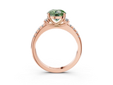 Rose gold Fancy Green Round  Diamond Three-Stone Pave Band with Four-Prong Setting_23