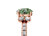 Rose gold Fancy Green Round  Diamond Three-Stone Pave Band with Four-Prong Setting_25
