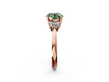 Rose gold Fancy Green Round  Diamond Three-Stone Ring with Trapezoid Side Stones and Prong Setting_18
