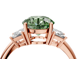 Rose gold Fancy Green Round  Diamond Three-Stone Ring with Trapezoid Side Stones and Prong Setting_20