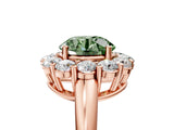 Rose gold Fancy Green Round  Halo Cluster Diamond Engagement Ring with Prong Setting and Polished Band_25