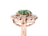 Rose gold Fancy Green Round  Halo Cluster Diamond Engagement Ring with Solitaire Band and Prong Setting_54