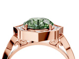 Rose gold Fancy Green Round  Halo Diamond Engagement Ring with Milgrain Band and Four-Prong Setting_58