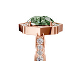 Rose gold Fancy Green Round  Halo Diamond Engagement Ring with Milgrain Band and Four-Prong Setting_59