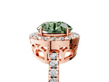 Rose gold Fancy Green Round  Halo Diamond Engagement Ring with Pavé Band and Four-Prong Setting_110