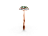 Rose gold Fancy Green Round  Halo Diamond Engagement Ring with Solitaire Band and Four-Prong Setting_22