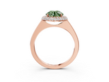 Rose gold Fancy Green Round  Halo Diamond Engagement Ring with Solitaire Band and Four-Prong Setting_23