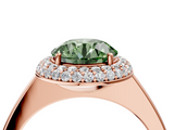 Rose gold Fancy Green Round  Halo Diamond Engagement Ring with Solitaire Band and Four-Prong Setting_24
