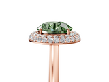 Rose gold Fancy Green Round  Halo Diamond Engagement Ring with Solitaire Band and Four-Prong Setting_25