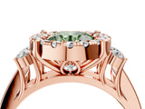 Rose gold Fancy Green Round  Halo Diamond Engagement Ring with Split Shank and Four-Prong Setting_46