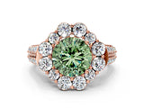 Rose gold Fancy Green Round  Halo Diamond Engagement Ring with Split Shank and Prong Setting_66