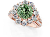 Rose gold Fancy Green Round  Halo Diamond Engagement Ring with Split Shank and Prong Setting_67