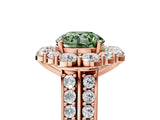 Rose gold Fancy Green Round  Halo Diamond Engagement Ring with Split Shank and Prong Setting_71