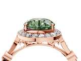 Rose gold Fancy Green Round  Halo Diamond Engagement Ring with Twisted Band and Four-Prong Setting 5