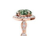 Rose gold Fancy Green Round  Halo Diamond Engagement Ring with Twisted Band and Four-Prong Setting