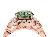 Rose gold Fancy Green Round  Halo Diamond Engagement Ring with Vintage-Inspired Band and Four-Prong Setting_7