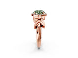 Rose gold Fancy Green Round  Halo Diamond Floral Band with Four-Prong Setting_57