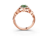 Rose gold Fancy Green Round  Halo Diamond Floral Band with Four-Prong Setting_58