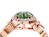 Rose gold Fancy Green Round  Halo Diamond Floral Band with Four-Prong Setting_59