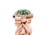 Rose gold Fancy Green Round  Halo Diamond Floral Band with Four-Prong Setting_60