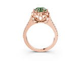 Rose gold Fancy Green Round  Halo Diamond Floral Split Shank Engagement Ring 3