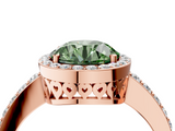 Rose gold Fancy Green Round  Halo Diamond Pavé Band Ring with Prong Setting_24