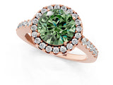 Rose gold Fancy Green Round  Halo Diamond Pavé Solitaire Ring_43