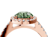 Rose gold Fancy Green Round  Halo Diamond Pavé Solitaire Ring_46