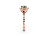 Rose gold Fancy Green Round  Halo Diamond Pave Band Ring with Four-Prong Setting_17